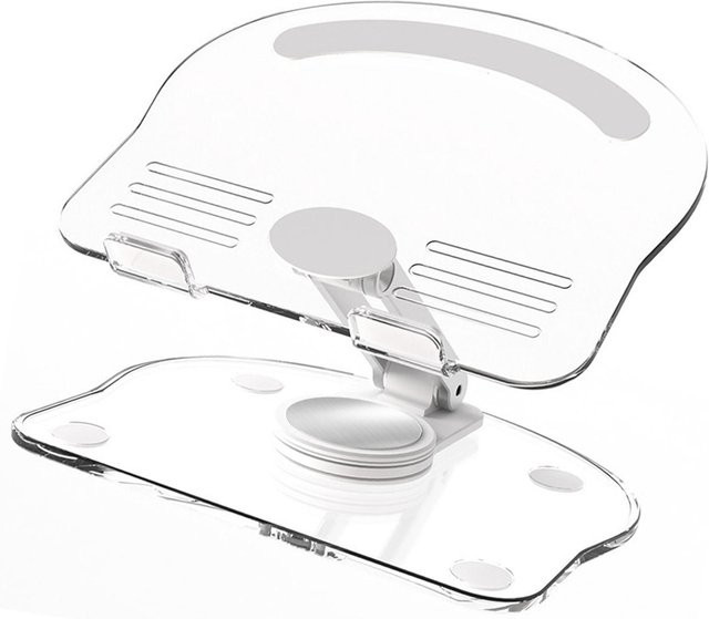 DIYelecs Tablet Ständer aus Acryl, 360 Grad drehbar und faltbar, transparent/weiß - Bild 1