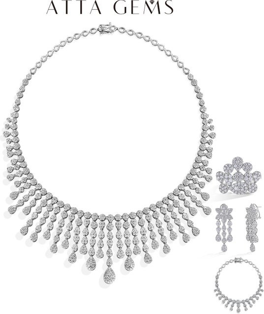 ATTAGEMS Schmuck-Set, Moissanit, 925 Silber, Damen - Bild 1