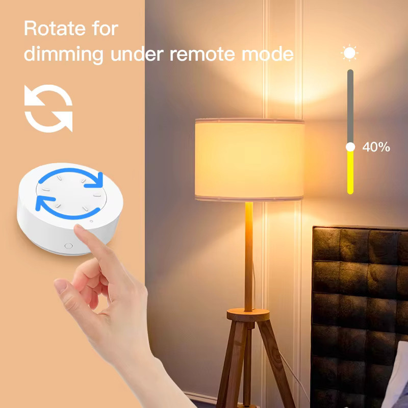 HIMOJO ZigBee Smart Knob Dimmer, abnehmbarer kabelloser Szenenknopf zur Lichtautomatisierung für Tuya Smart, Beige/Weiß - Bild 4