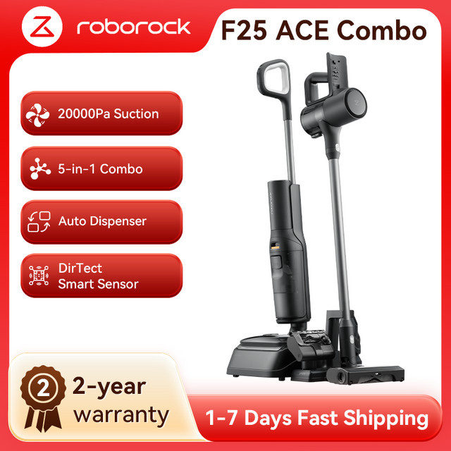 Roborock F25 ACE Combo 5-in-1 kabelloser Staubsauger in Schwarz mit Selbstreinigung und Heißlufttrocknung für nasse und trockene Verschmutzungen - Bild 1