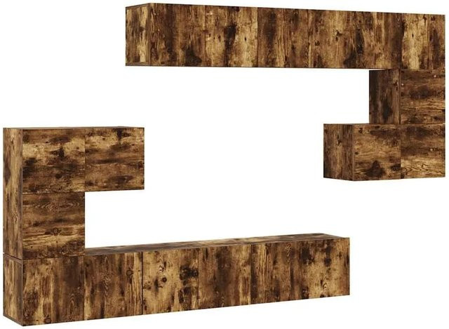 vidaXL 10-tlg. TV-Schrank-Set aus Holzwerkstoff in Räuchereiche, Braun, Wandmontage für dein Wohnzimmer, 8 x B: 60 cm, T: 30 cm, H: 30 cm und 2 x B: 30,5 cm, T: 30 cm, H: 30 cm - Bild 1