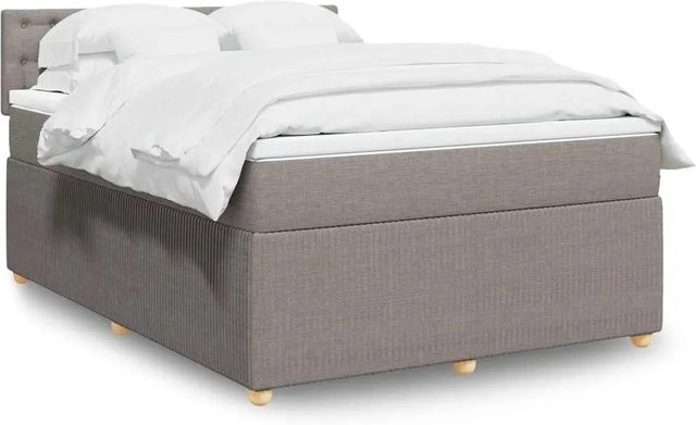 vidaXL Boxspringbett Hybrid mit Matratze und USB-Ladeport in Taupe, B/T: 160 x 200 cm - Bild 1