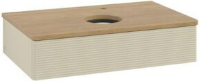 V&B Waschtischunterschrank Antao mit Frontstruktur in Eiche Honig und Grau lackiert, B/T/H: 80 x 50 x 19 cm - Bild 1