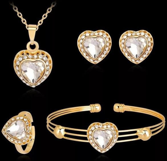 Wucifang Jewelry Schmuck-Set, Kristall, Gold, Damen - Bild 1