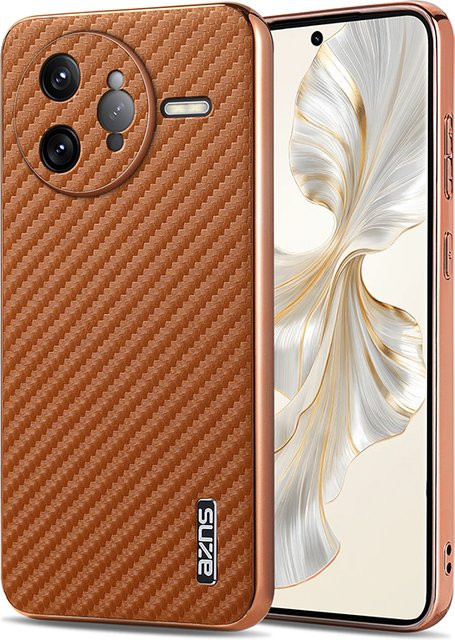 Xiaomi POCO F7 Ultra und F7 Pro Schutzhülle aus PU Leder mit Carbon Faser Textur in Schwarz und Braun - Bild 1