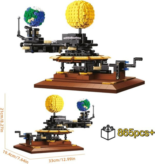 HUATEC DIY Bausteine Modell Sonnensystem Erde und Mond in Umlaufbahn, Mehrfarbig - Bild 1
