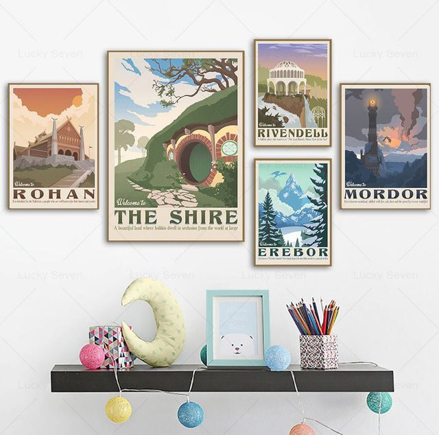Potdemiel Retro Leinwand Wandbild Abstrakte Kunst Poster Mordor Schloss Vintage Film Motiv für dein Schlafzimmer oder Kinderzimmer - Bild 1