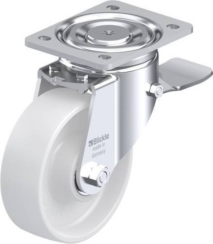 Blickle Lenkrolle 11601 LH-PO 150K-ST mit Feststeller, Farbe Weiß, Rad-Durchmesser: 15 cm, Tragfähigkeit: 400 kg - Bild 1