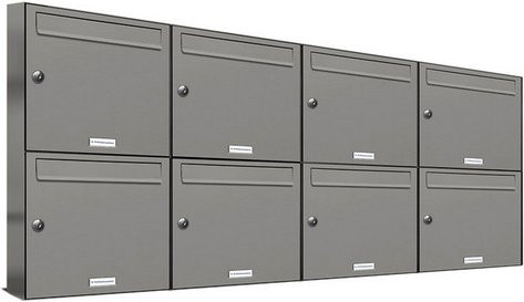 AL Briefkasten 8-Parteien Briefkasten-System zur Aufputzmontage in Grau, B/H/T: 153,476 x 68,4 x 11,6 cm - Bild 1
