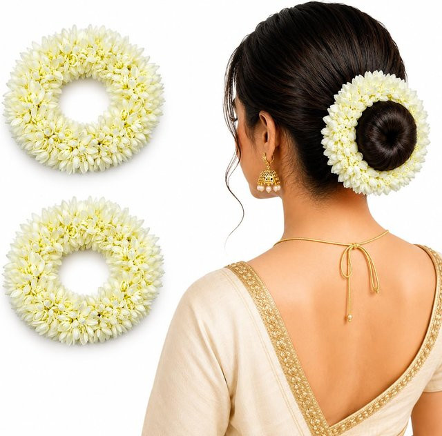 Künstlicher duftender Gajra Haarschmuck, beige, Damen - Bild 1
