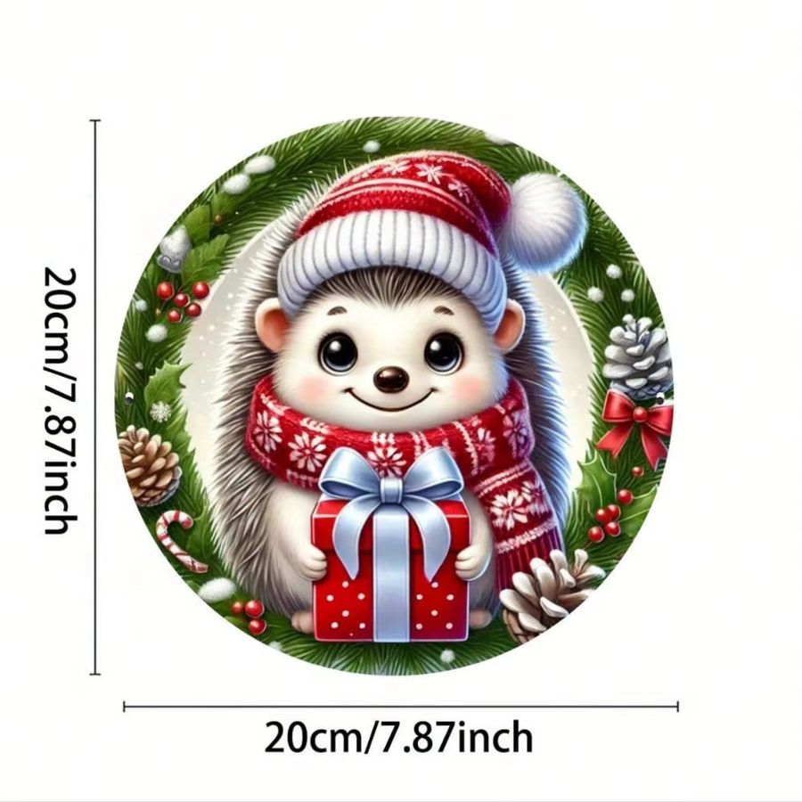 Personalisiertes Igel-Weihnachtsschild aus Eisen von CIFBUY, Multicolor, B/B/H: 20,3 x 20,3 x 20,3 cm - Bild 3