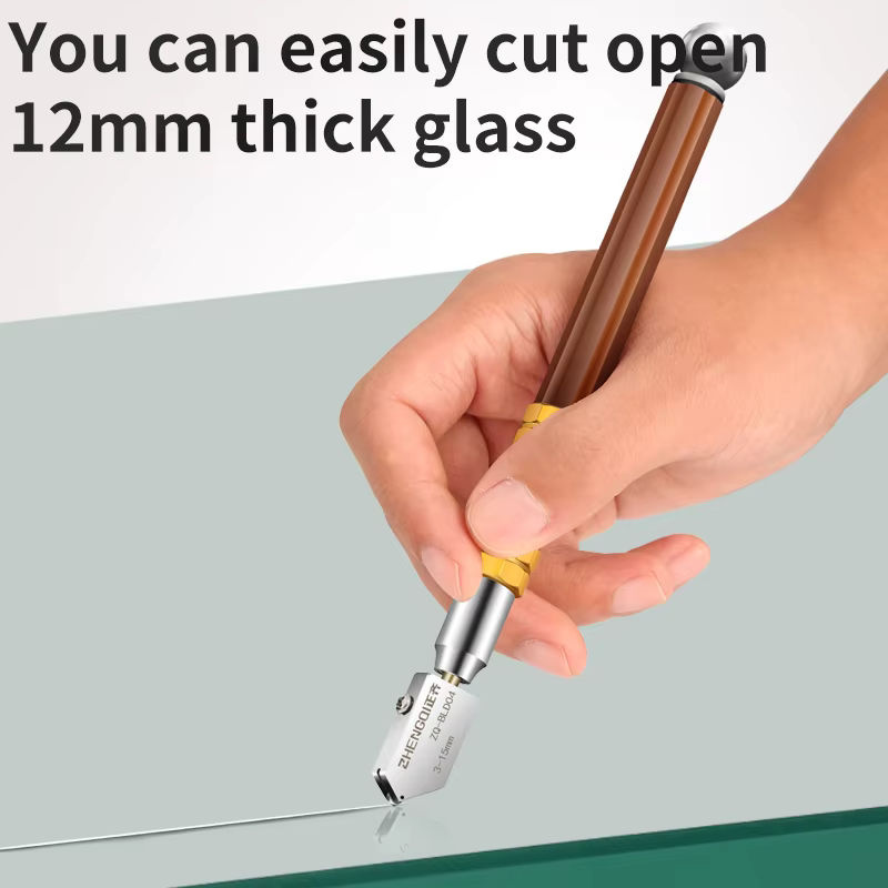 ZHENG QI Professioneller Glasschneider mit Metallgriff und rutschfestem Design für Glas, Spiegel und Fliesen - Bild 2