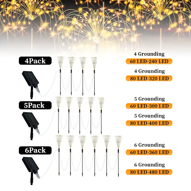 6er-Pack OKAL RED EAST Solar-Gartenleuchten mit RGB-LED und 8 Beleuchtungsmodi, IP65 wasserdichte Outdoor-Landschaftsleuchten in Schwarz und Multicolour - Bild 2