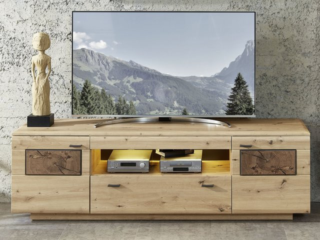 Lowboard vito LAVADO in Artisan Eiche Nachbildung, Braun, mit integrierter Beleuchtung und Soft-Close-Schubladen, B/H/T: 190 x 47 x 59 cm - Bild 1