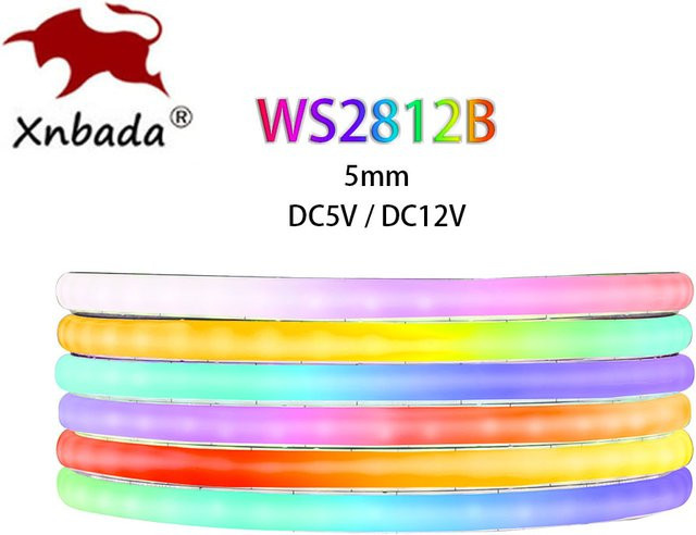 Xnbada WS2812B RGBIC-COB-LED-Streifen, individuell adressierbar, Multicolour, 160 LEDs/m, Breite: 5 mm - Bild 1