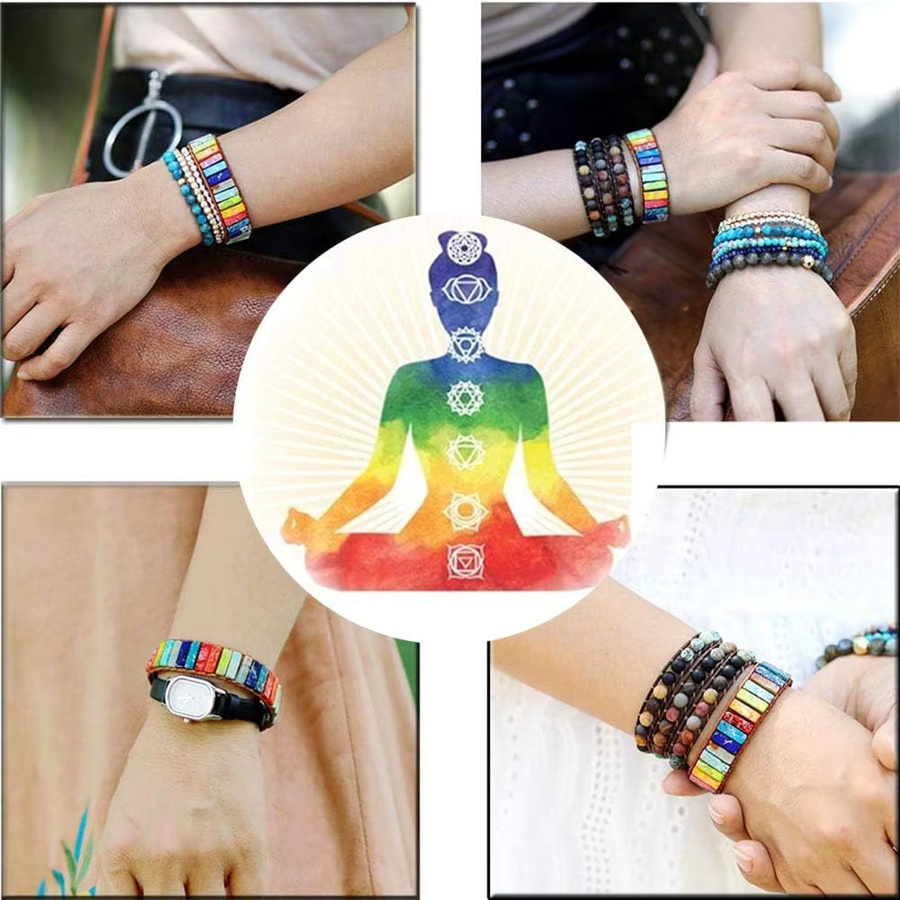 duobeiduo Armband, Leder, Kristall, Bunt, Unisex, Boho - Bild 5