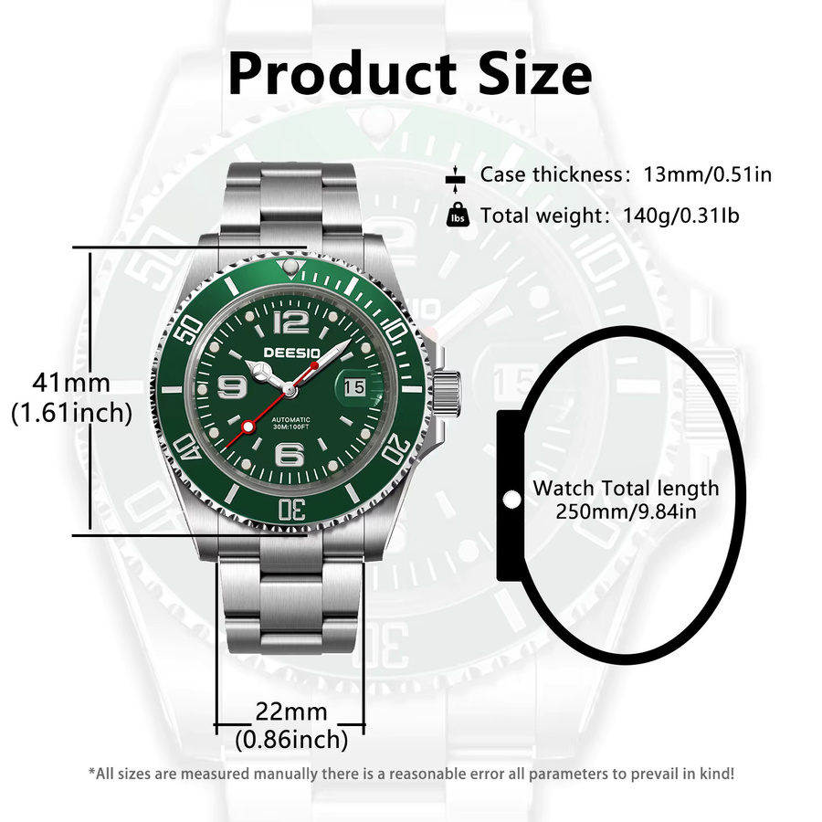 Deesio Armbanduhr, Automatik, Edelstahl, Keramiklünette, Herren - Bild 6