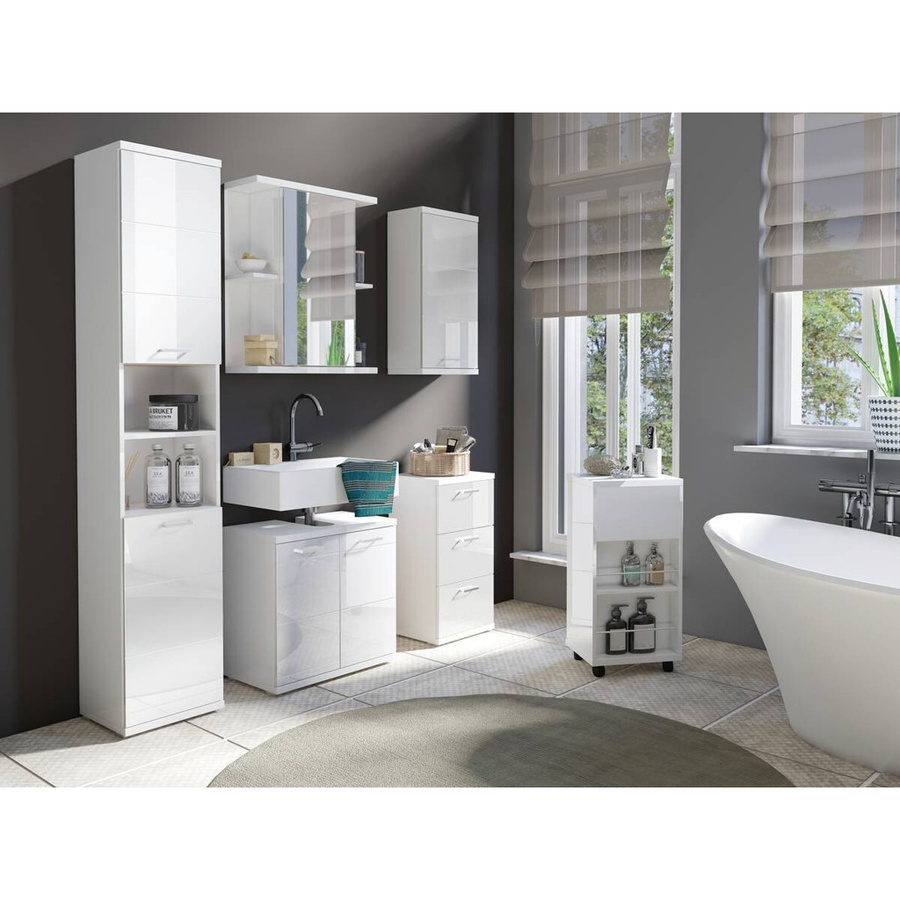 byLIVING Spiegelschrank NEBRASKA modern mit Glasfront und seitlichen Ablagen, Weiß, B/H/T: 60 x 70 x 25 cm - Bild 2