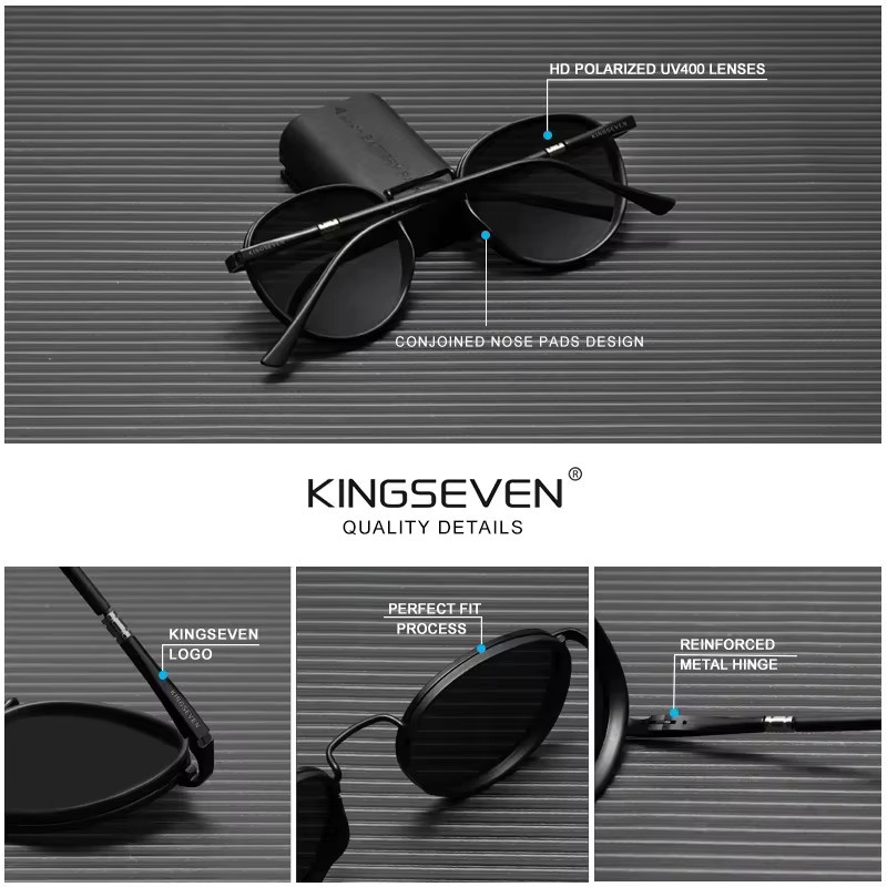 KINGSEVEN Sonnenbrille, Rund, Vollrand, Unisex, polarisiert - Bild 3