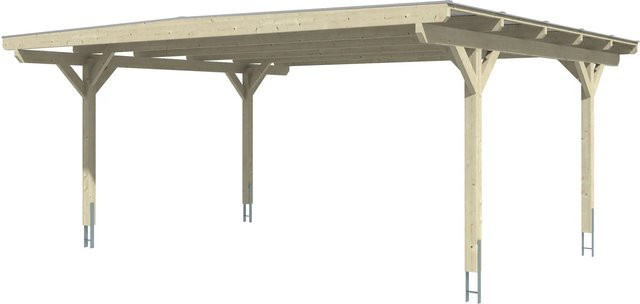 Skan Holz Carport Odenwald aus Fichte Leimholz in Nussbaum Braun B/T: 640 x 541 cm, Höhe: 244 cm - Bild 1