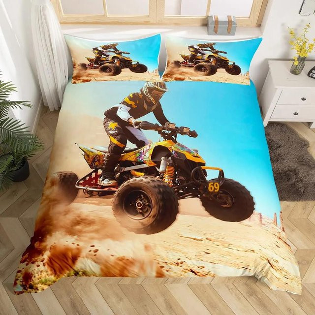 3D Motorrad Bettwäscheset Your Warm Home in Navy Blau, bestehend aus Bettbezug und Kissenbezügen, B/H: 173 x 218 cm, Kissen: 50 x 70 cm - Bild 1
