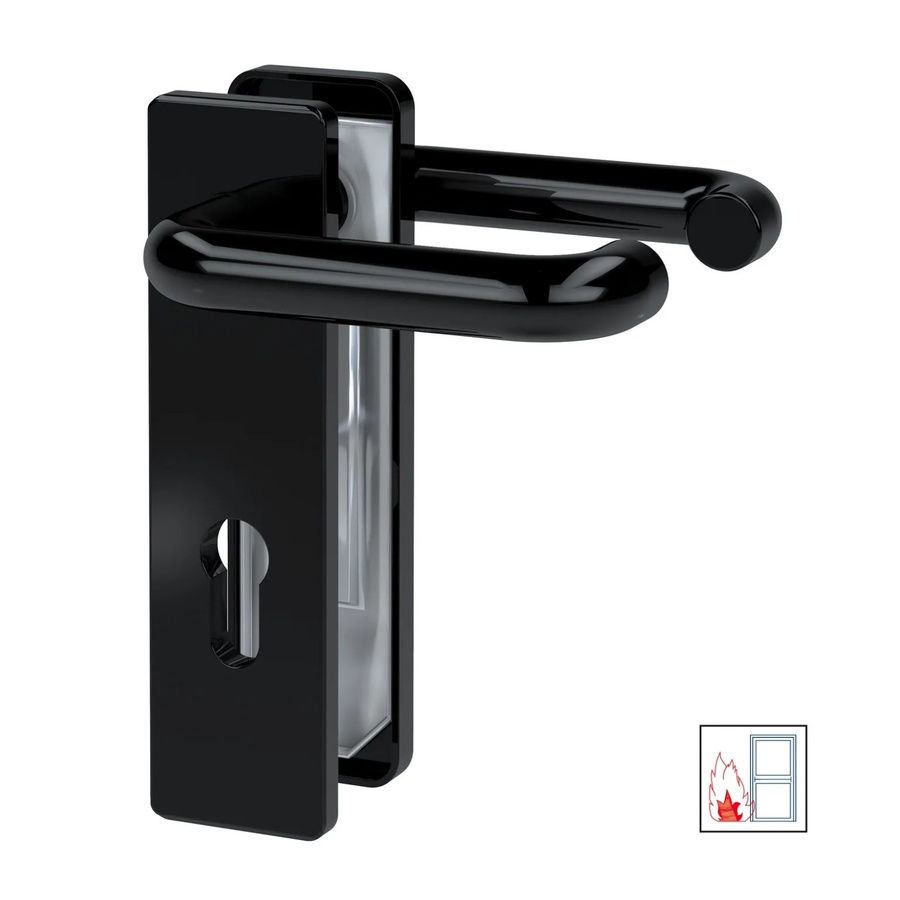 BASI Türbeschlag FS-Drücker-Beschlag ZT-FS 2150 Kurzschild Eckig in Schwarz aus Kunststoff und Stahl B/H: 40 x 190 mm - Bild 3