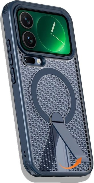 Honeycomb Cooling Stand Holder Magnetische Luxus Hard Armor Schutzhülle für Xiaomi 17 Pro Max, 15T und 14T Pro in Blau oder Schwarz - Bild 1
