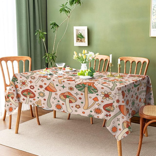 Wasserdichte und ölbeständige Tischdecke mit Pilzblumen-Design von JMG Household Supplies, rechteckig, Mehrfarbig, B/T: 145 x 145 cm - Bild 1