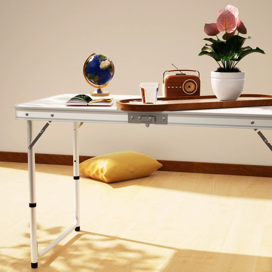 EFAN Klappbarer Campingtisch aus Aluminium in Weiß mit höhenverstellbarer Tischplatte und rechteckiger Form, Breite: 120 cm - Bild 2