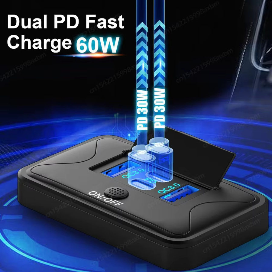 4-Port 12V USB-Ladegerät mit Schnellaufladung 78W, Dual 36W PD und Dual 18W QC3.0, Wandmontage-Panel in Schwarz für Marine, Auto, Bus, LKW und Boot - Bild 2