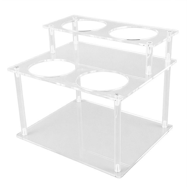 Koogeelife Acryl Kaffee Sirup Organizer, 2-stöckiger Sirupflaschen Ständer in Transparent, Halter für 4 Flaschen zur Aufbewahrung in der Kaffeebar - Bild 1