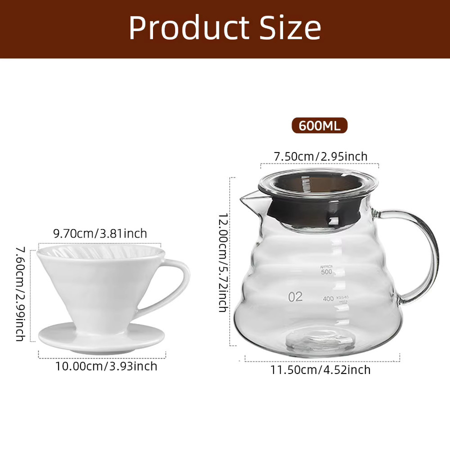 MYVIT Kaffeekannen-Set Sharing Pot mit Kaffeefilter und Tasse in Weiß - Bild 5