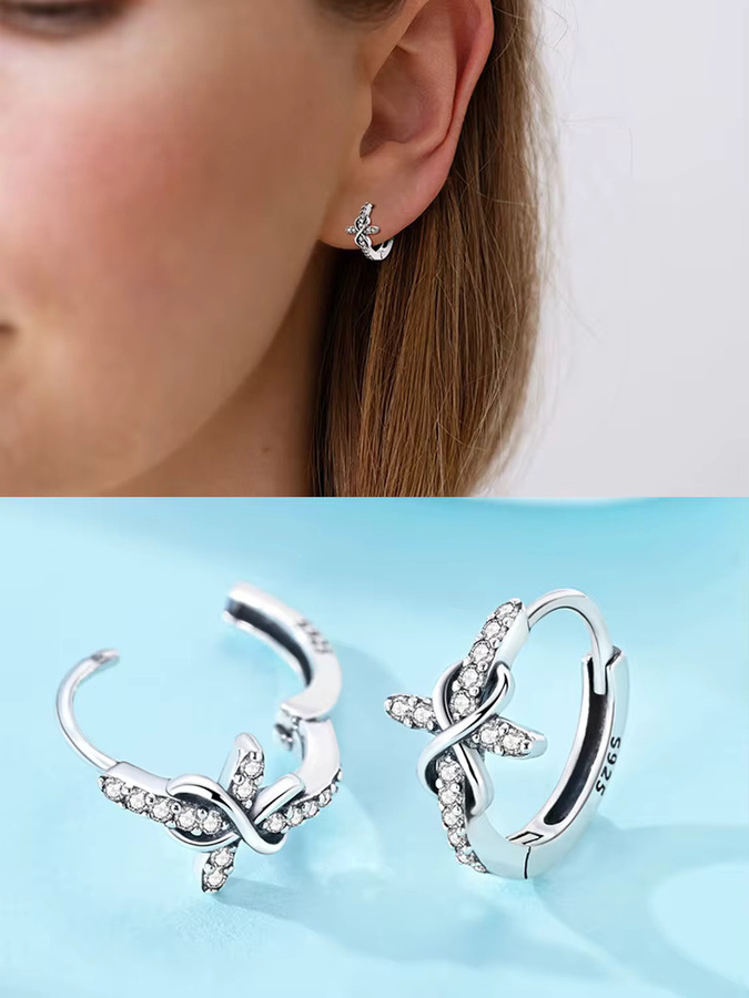 Creolen 925 Silber, Zirkonia, Damen - Bild 5