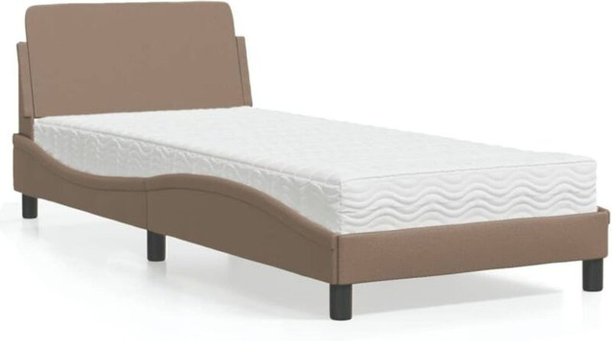 Polsterbett Dover mit Matratze von vidaxl in Cappuccino-braun, B/T: 90 x 190 cm, aus Kunstleder und Metall - Bild 1