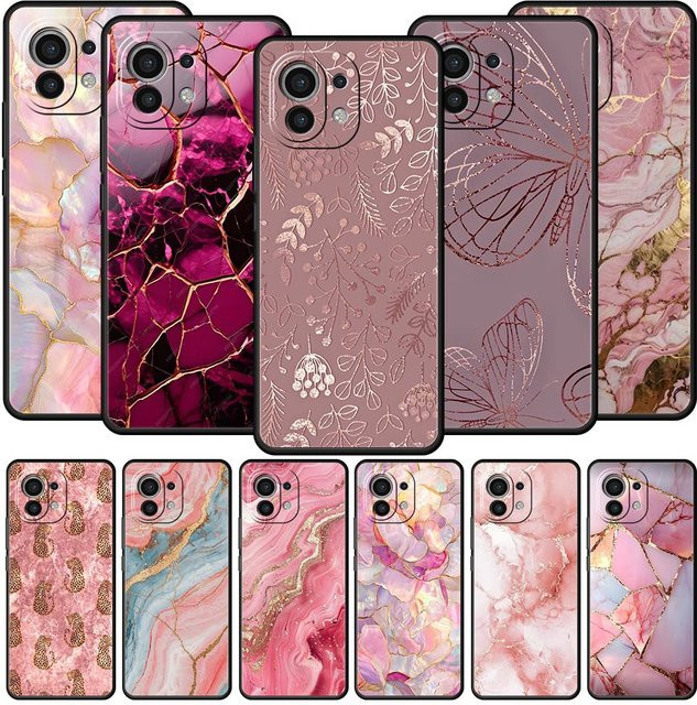 Xiaomi Handy Hülle Soft Cover mit Gold und Rosa Marmor Design für verschiedene Modelle wie Mi 15, 14, 13, 12 Pro, Poco X6 und X7 - Bild 1