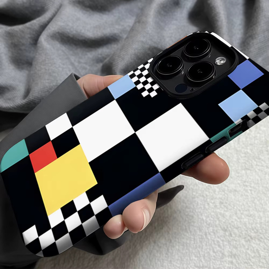Casegame Matte Bumper MagSafe Schutzhülle für iPhone 17 16 15 Plus Pro Max mit Schachbrettmuster in Multicolour - Bild 5