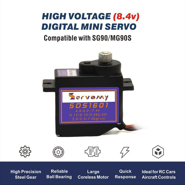 SERVOMY SDS1601-16G Digitaler Micro Coreless Servomotor, Metallgetriebe - Bild 1