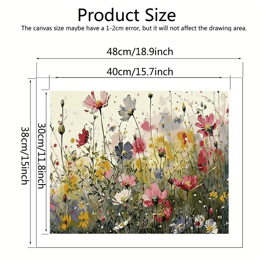 AZQSD Malen nach Zahlen Set mit Blumenfeld und Landschaft auf Leinwand, Mehrfarbig - Bild 2