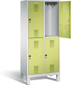 C+P Spind Evolo doppelstöckig mit Türen, Korpus Lichtgrau, Front Viridingrün, H x B x T: 185 x 81 x 50 cm - Bild 1
