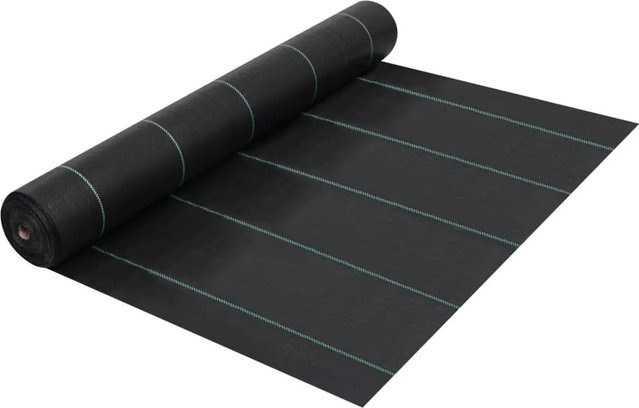 vidaXL Unkrautfolie Schwarz aus Kunststoff, B: 1 m, L: 200 m - Bild 1