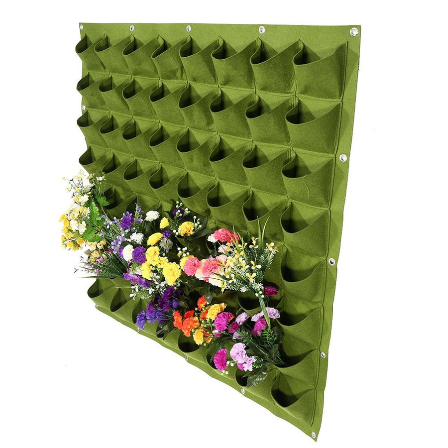 TOMTOP JMS Vertikaler Wandpflanzer aus Filz mit 64 Taschen für Garten und Balkon in Grün - Bild 4