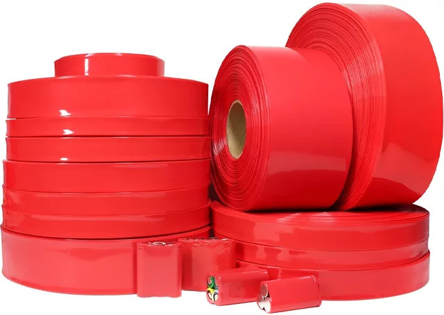 Roter PVC-Schrumpfschlauch für 18650 Akkupacks und Lithium-Gehäuse, Breite: 29,5 mm bis 280 mm, isolierende Schutzfolie zur Kabelummantelung - Bild 1