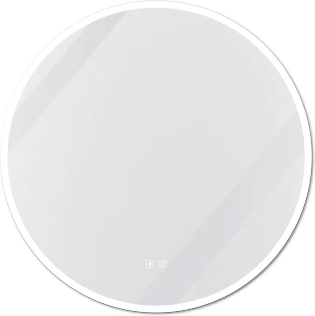 Aica Sanitär Badspiegel Rund mit Bluetooth 5.0 und LED Beleuchtung, Dimmbar, Durchmesser: 60 cm, Farbe: Weiß - Bild 1