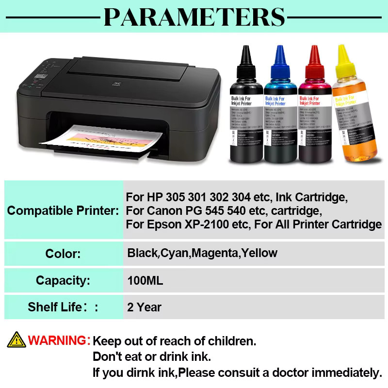 Royek Universelles Tinten-Nachfüllset für Tintenstrahldrucker, Multicolor, kompatibel mit Epson, Canon, HP, Brother, Lexmark und DELL, Ecotank- und CISS-Systeme, Patrone 305 - Bild 2