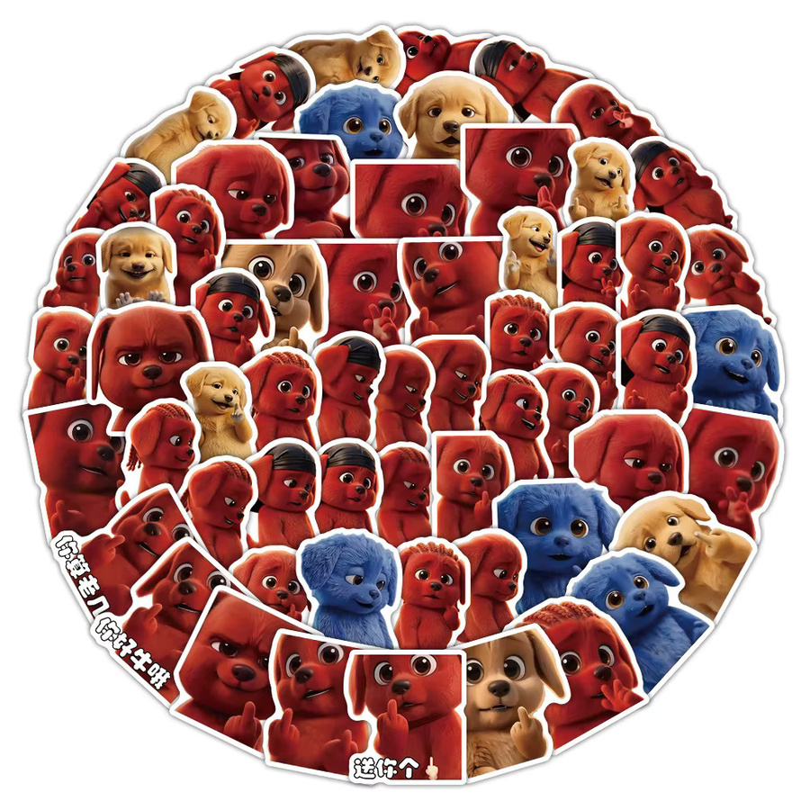 60 Stück Clifford der große rote Hund Aufkleber in Rot und Multicolour für Laptop, Scrapbook, Gepäck und DIY-Projekte - Bild 3