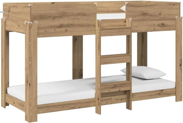 vidaXL Etagenbett für Kinder in Artisan-Eiche, modernes Design, Holzwerkstoff, Farbe Braun, B/T/H: 75 x 190 cm - Bild 1