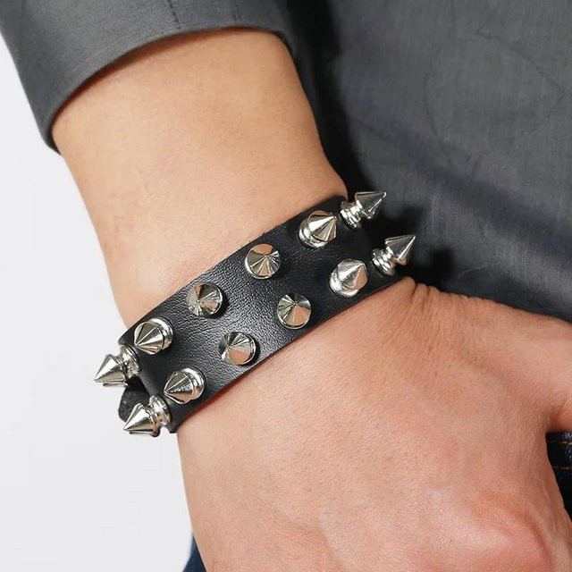 YULIN Armband, Leder, Schwarz, Nieten, Unisex - Bild 1