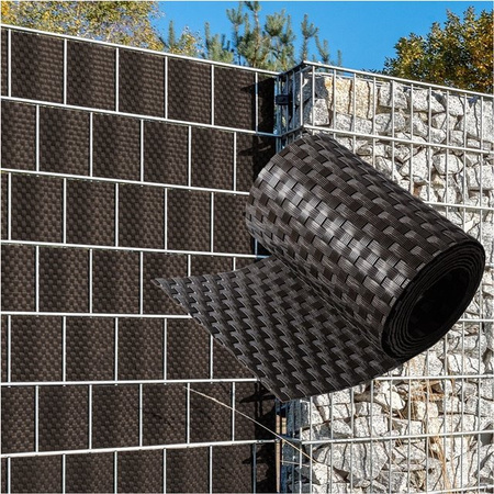 NYVI Privafence Polyrattan Sichtschutzstreifen für Doppelstabmattenzaun, Dunkelbraun, 10 Stück, Länge: 255 cm, Höhe: 19 cm