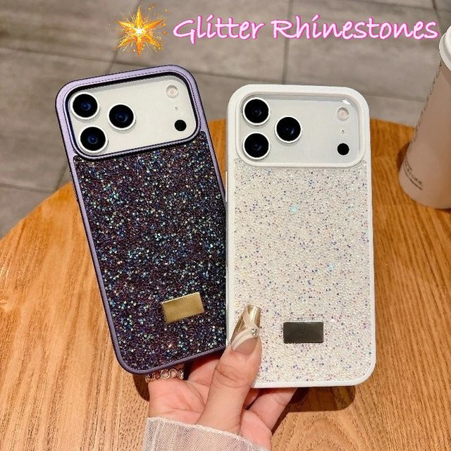 Glitzer-Schutzhülle mit Diamant-Effekt für Apple iPhone 18 Pro Max, 15 und 14 Plus in Purple, stoßfeste Strass-Hülle - Bild 1