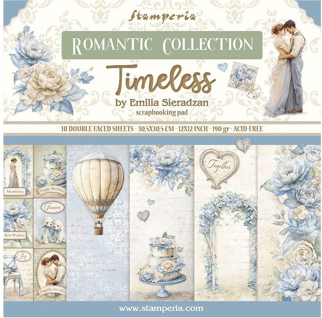 Stamperia Scrapbook-Block Timeless in Blau, Beige und Multicolor - Bild 1